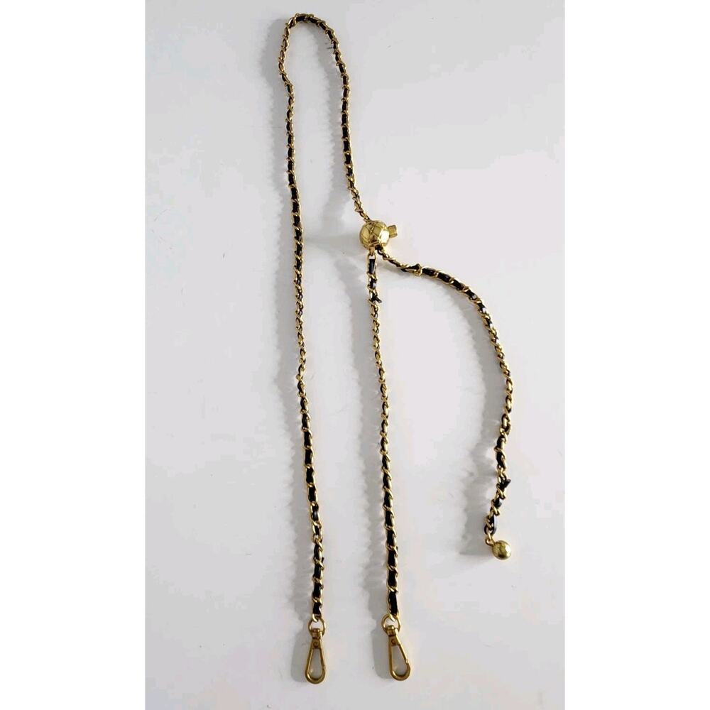 Unbranded Vtg Black Gold Braided Adjustable Crossbody Chain Strap Replacement - Picture 4 of 8